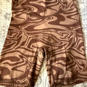 Brown Patterned Athletic Shorts
